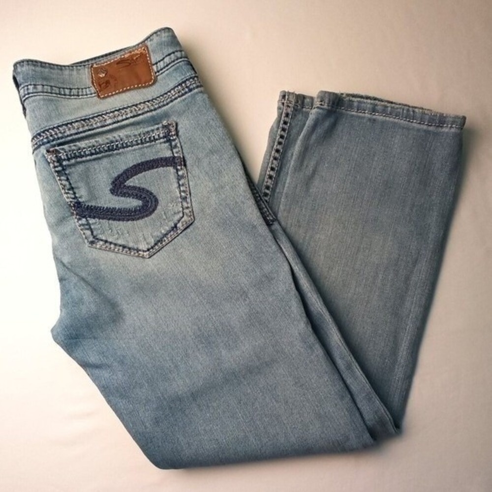 Silver Jeans Co Womens Suki Capri Mid Rise Distressed Denim Jeans Size 29/8 Blue